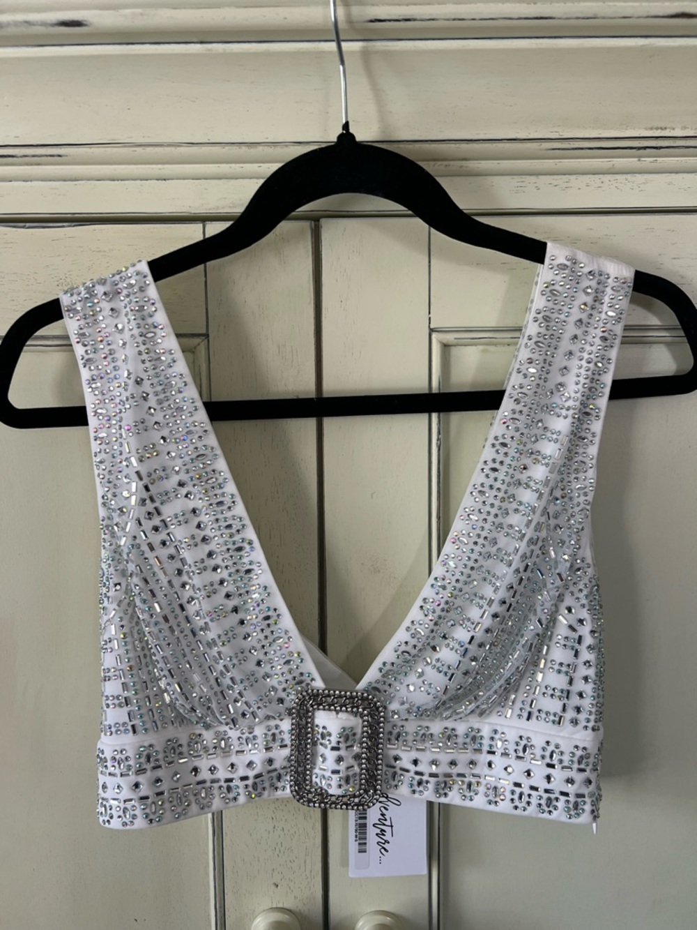 Rare 12th Tribe White Rhinestone Crop Top.